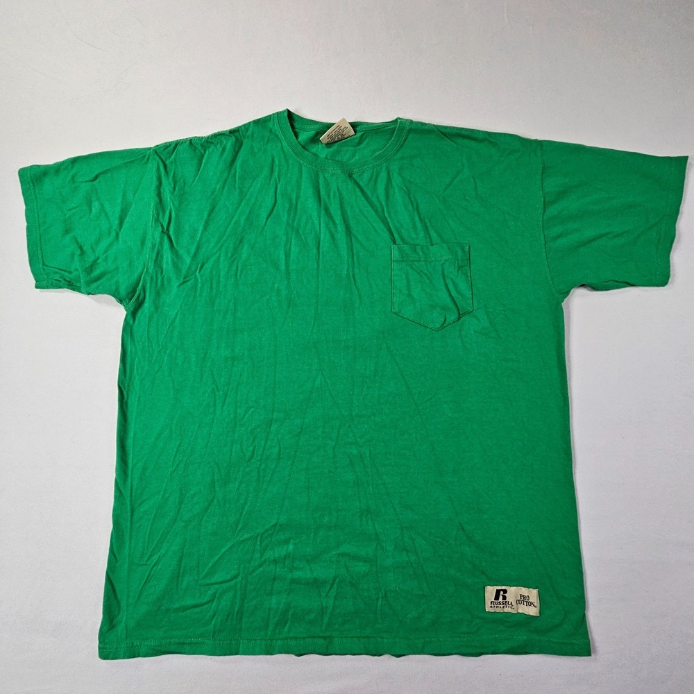 Russell Athletic Green Short Sleeve Pro Cotton Pocket T-Shirt Men's XL